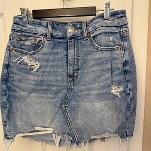 American Eagle Outfitters Light Blue Distressed Mini Skirt